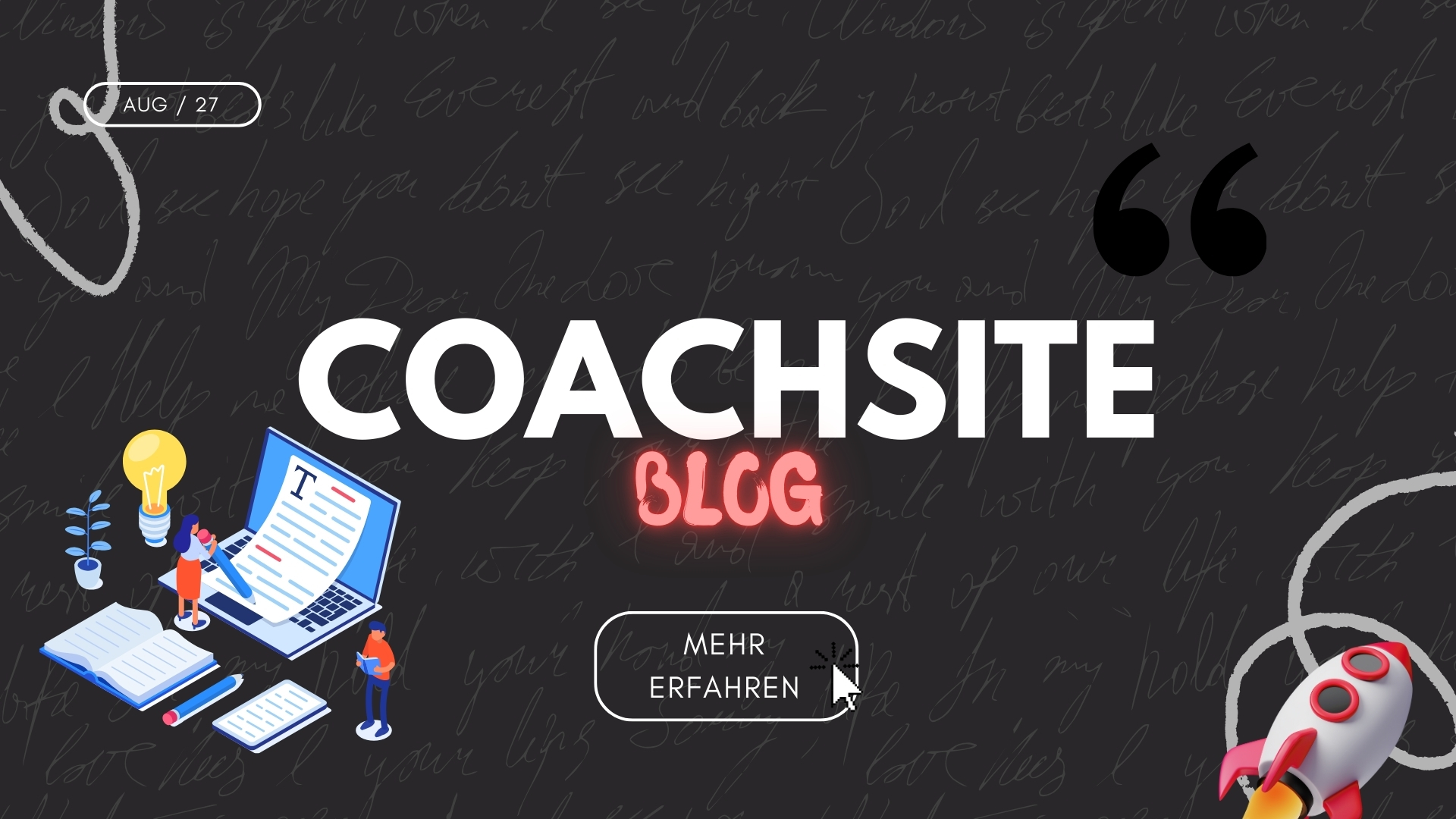 BLOGwebilia-sollte-ich-als-coach-einen-blog-fuehren Sollte ich als Coach einen Blog führen? Moderne Illustration mit Laptop, Ideen-Symbol und Rakete – Visual für einen Coach-Blog auf Coachsite.